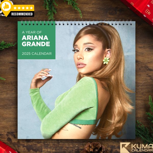 Ariana Grande 2025 Calendar featuring exclusive portraits and concert highlights.